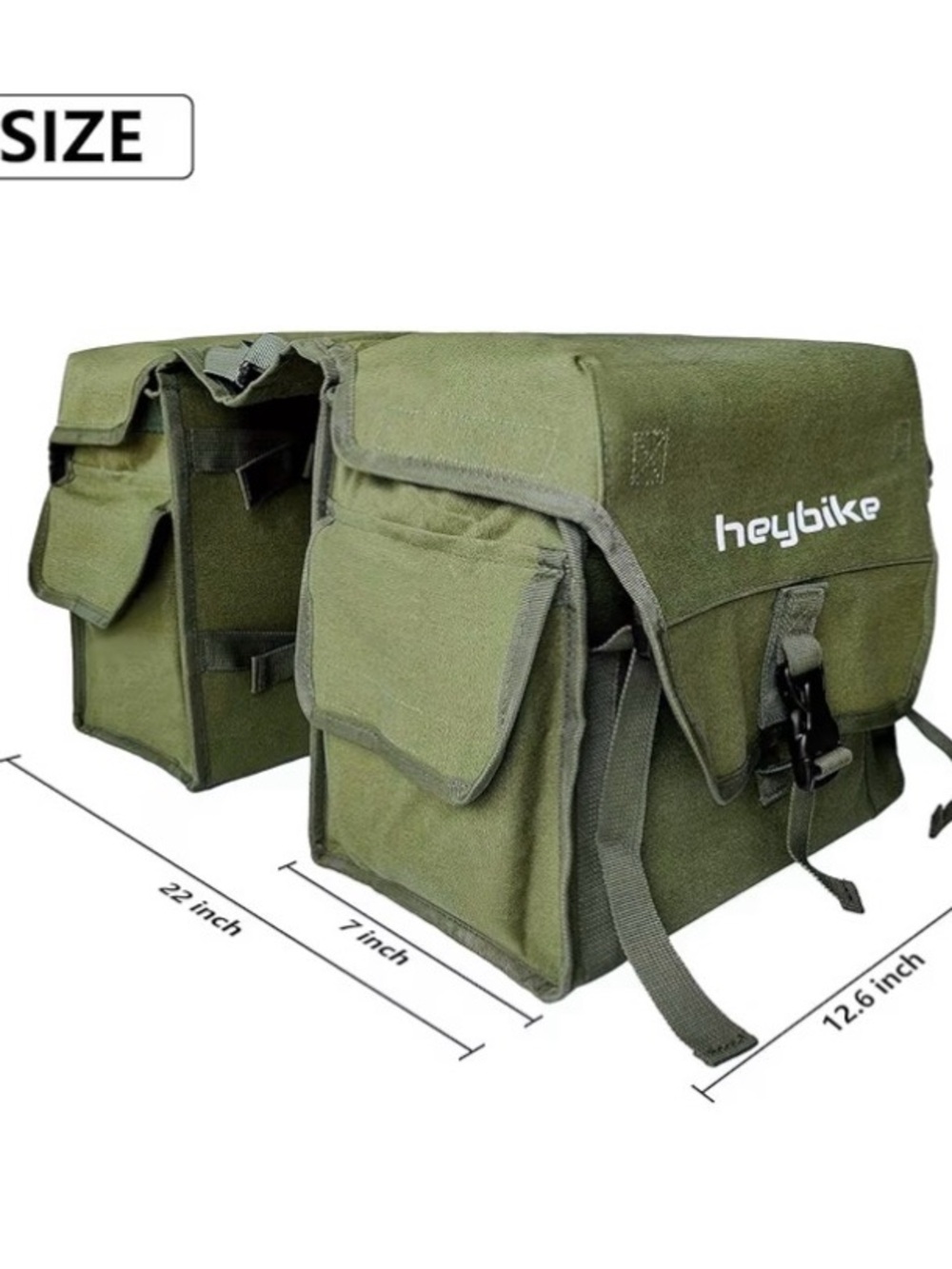 Heybike Olive Green Double Saddle Pannier Bag for Men